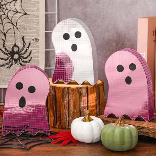 Halloween Disco Ghost Decor Set - Pink Silver 3-Piece Table Centerpieces