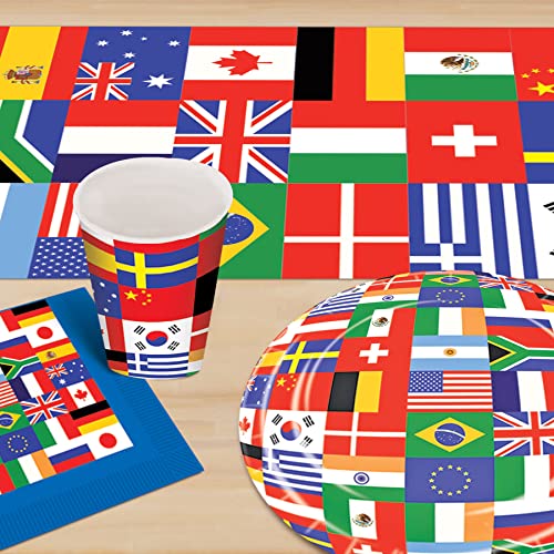 3 Piece Multicolored International Flag Table Runner Set - 11 x 6 Feet