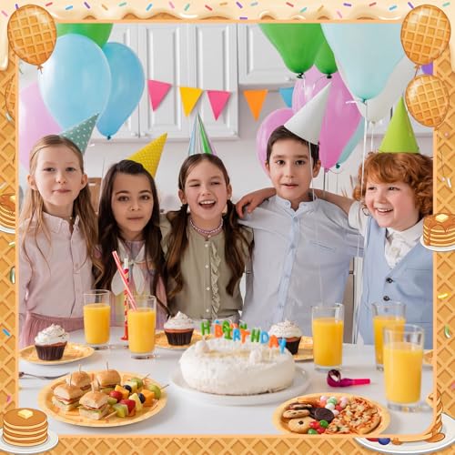 50pcs Waffle Theme Disposable Paper Plates - 9 Inch Rustic Party Supplies