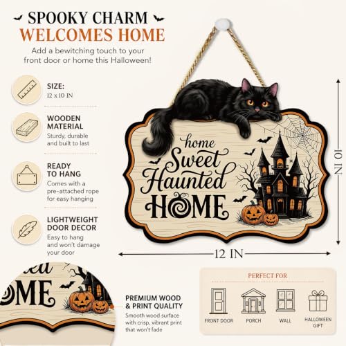 Halloween Black Cat Wreath Decoration for Front Door - Halloween 01
