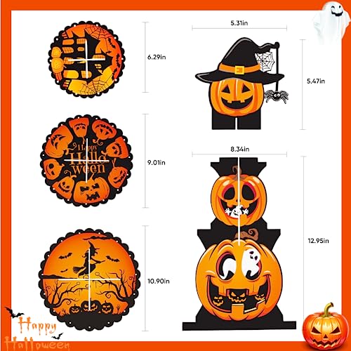 Halloween Cupcake Stand 3-Tier Pumpkin Cardboard Dessert Tower with Hole Design