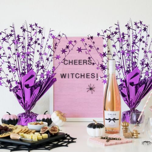 24 Pack Purple Metallic Foil Star Centerpiece Party Decorations - Burst Table Centerpieces for Birthday Graduation New Year Halloween