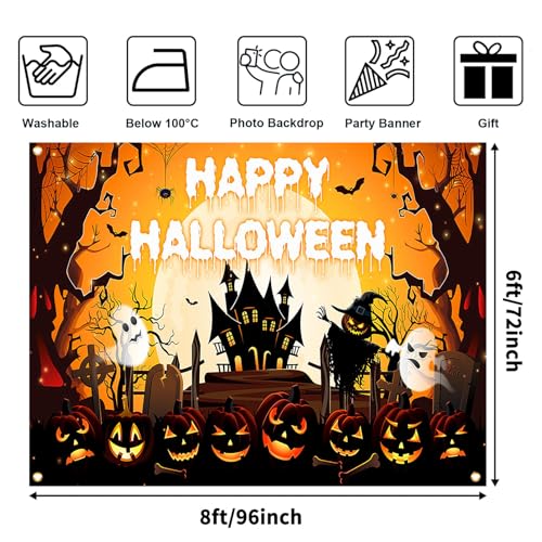 Halloween Banner 8x6ft Orange and Black Horror Scene Party Decor Variation of THIS listing