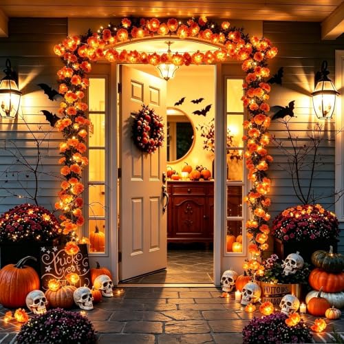 4 Pack LED Marigold String Lights for Diwali Halloween Indoor Outdoor Decoration