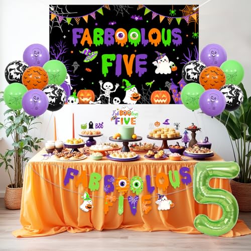 Halloween 5th Birthday Decorations Balloons Banner Cake Topper Party Supplies