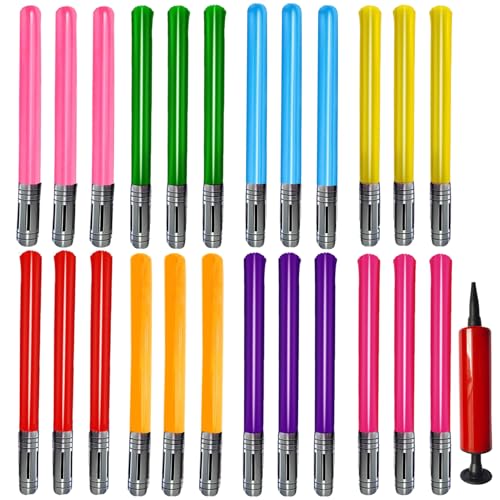Multicolour Inflatable Light Saber Toy Set - 25 Pieces, 8 Colors, 31 Inches