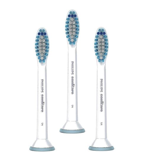 Philips Sonicare Genuine Sensitive Replacement Toothbrush Heads for Sensitive Teeth, 3 Brush Heads, White, HX6053/64