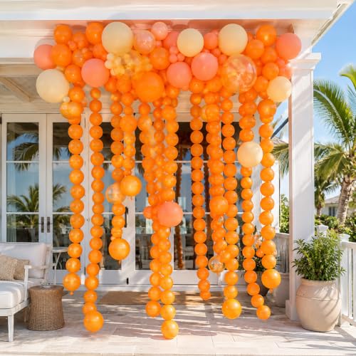 Orange Linking Balloons - 6 Inch Latex Party Chain Set, 100pcs - Fall Link Balloons