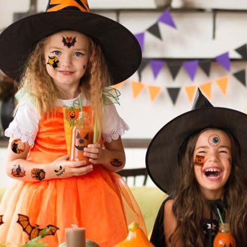 Kids Halloween Temporary Tattoos Set - 74 Waterproof & Non-Toxic Sheets