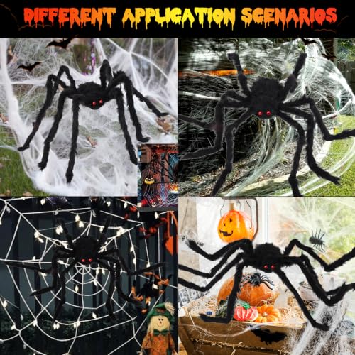 Purple Halloween Spider Web Lights with Remote, 16.4Ft, 8 Modes & Giant Spider