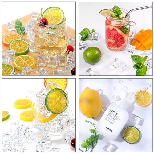 Artificial Plastic Clear Square Ice Cubes Set - 50pcs for Home, Party, Photography