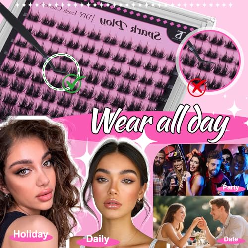 Cluster Lashes 100pcs False Eyelash Clusters DIY Fluffy Wispy Lash Kit 10-14mm