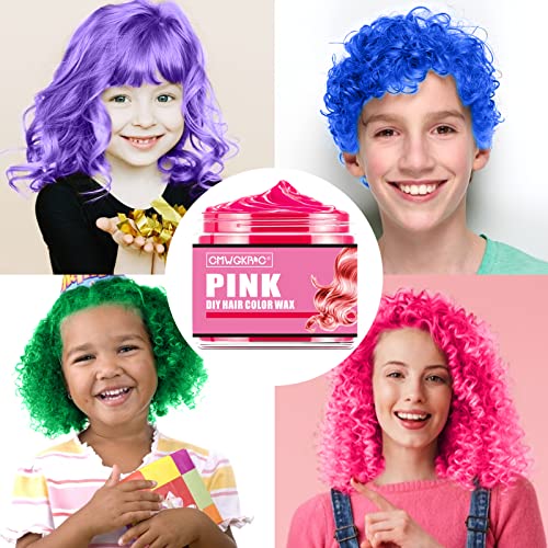 Temporary Hair Color Wax Set - 4 Vibrant Colors for Easy, Washable Styling