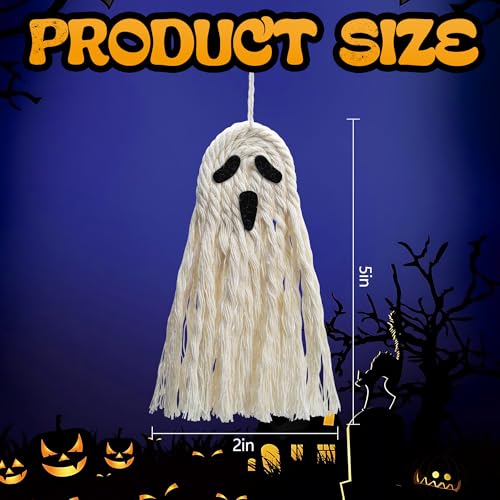 12 Pcs Halloween Boho Ghost Macrame Decorations - Small Edition