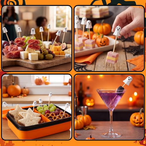 Halloween Ghost Cocktail Picks - 100 Pcs Spooky Ghost Party Decor - Variation: Ghost