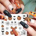 Halloween Nail Stickers Set – Pumpkin Ghost Spider Web Holographic Decals with Variation Pumpkin & Ghost
