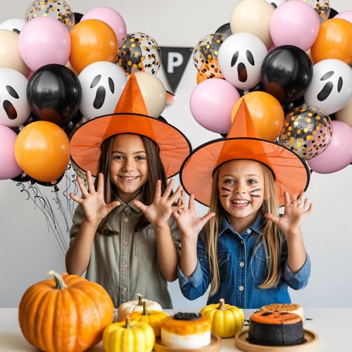 Pink Orange Halloween Balloons Set - 60 Pcs for Party Decorations, Latex & Confetti