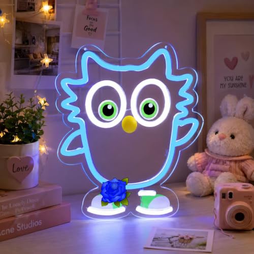 Owl Neon Sign LED Light for Bedroom Game Room Kids Room Decor USB Power