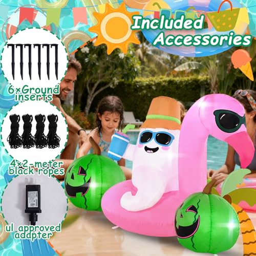6FT Inflatable Elf Firebird Swimming Ring with LED Lights - Outdoor Holiday Decor