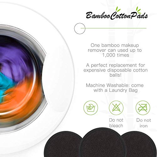 Reusable Makeup Remover Pads 10-Pack Organic Cotton Face & Eye Wipes with Laundry Bag