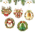 Christmas Honeycomb Ornaments Set - Red Green Gold Holiday Decorations for Home & Class