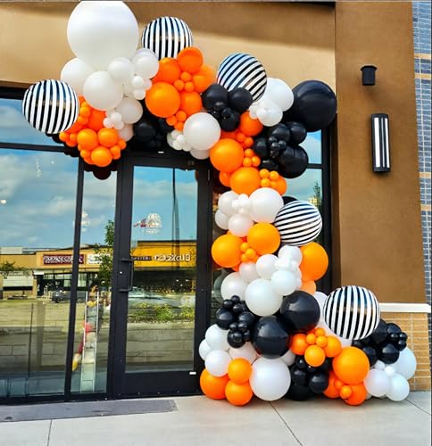 Fall Balloon Garland Arch Kit - 141pcs Orange Black Sand White Decorations - Variation of THIS listing