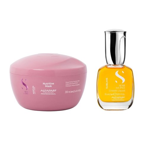 Alfaparf Milano Semi Di Lino Moisture Hair Mask & Cristalli Liquidi Serum Set | Hydrating Deep Conditioning for Dry Hair