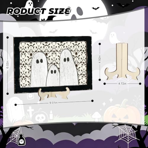 PAIVSUN Black Ghost Farmhouse Halloween Table Decor - Rustic Rustic Rustic Ghost Sign Centerpiece for Home & Party