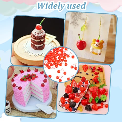 Artificial Plastic Cherry Decorations - Lifelike Red Mini Fruit Set, 60pcs