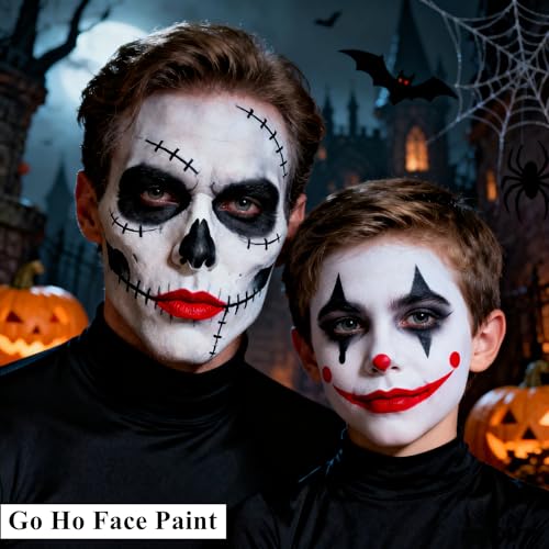 White Face Paint for Halloween & Cosplay - Waterproof Body & Eye Black - Variation: White