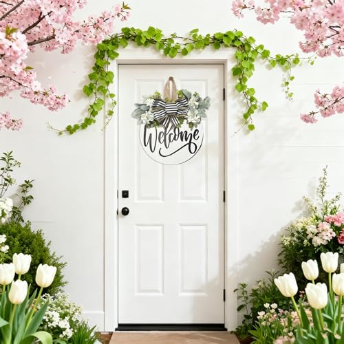 Welcome Sign for Front Door Wreath - Rustic Wood Porch Hanging Decor - Variation: Welcome