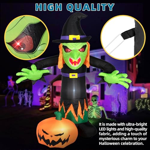 8FT Halloween Inflatable Witch Decoration with LED Lights - Black Variation