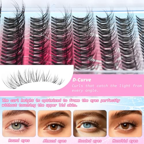 Spider Wispy Lash Clusters - Natural D Curl 8-16mm DIY Eyelash Extensions - Spider Breeze Variation