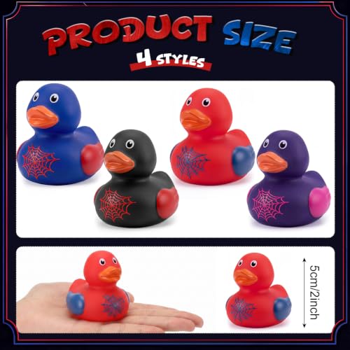 24 Pcs Spiderweb Rubber Duck Set - Halloween Party Favors & Decorations