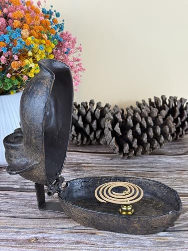 Large Cast Iron Monkey Ashtray & Incense Burner for Outdoor Patio Home Decor