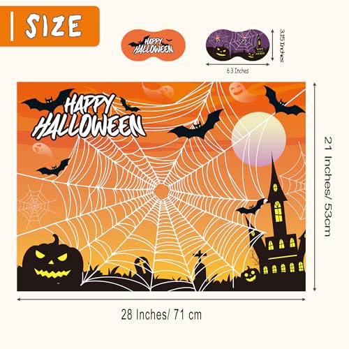 Halloween Spider Pin The Web Game Set for Kids - 30 Reusable Stickers & Web Poster