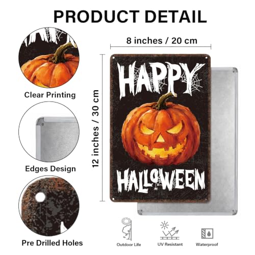 Halloween Tin Sign Decorations Indoor Outdoor - Spooky Retro Halloween 01