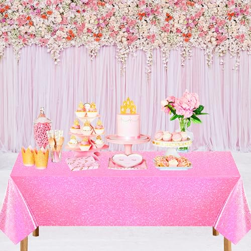 Wicked Iridescent Pink and Green Glitter Holographic Tablecloths - 2 Pack