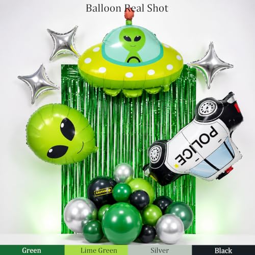 Alien Balloon Arch Kit Space Party Decorations with Foil Balloons & Fringe Curtain