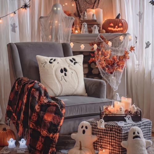 Halloween Throw Pillow Covers 18x18 Inch Set of 2 White Ghost Halloween Decor