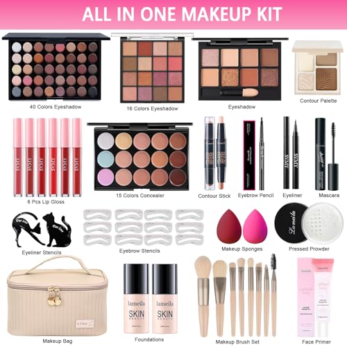 Peenice All-in-One Makeup Kit for Women - White Set, Complete Cosmetic Gift