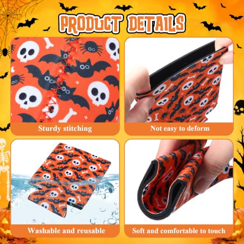Halloween Can Cooler Sleeves Set - 24 Spooky Insulated Drink Insulators with 12 Patterns