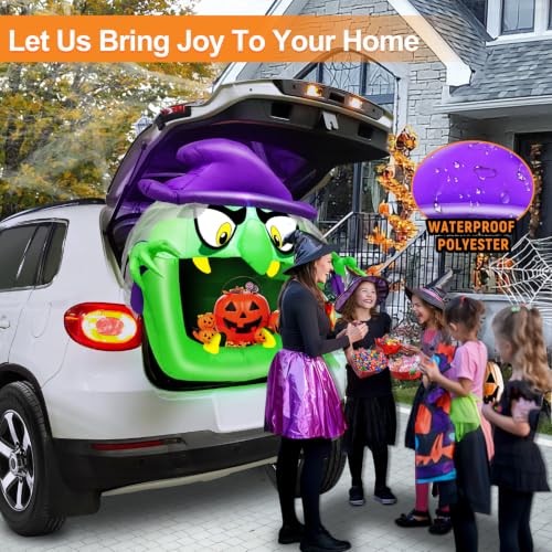 Inflatable Halloween Car Decoration Kit with Witch & LED Lights - 4ft