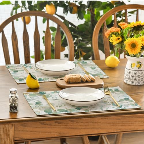 Eucalyptus Summer Placemat Set - 12 x 18 Inch Rectangular Beige Pack of 4
