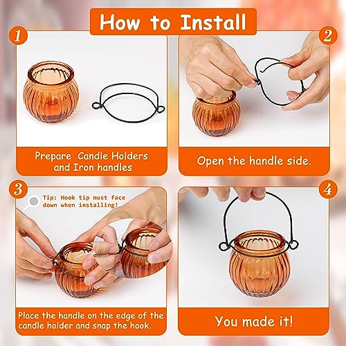 12Pcs Pumpkin Votive Candle Holders Set - Fall Decor, Orange-Red, Yellow, Green, Brown