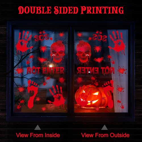 6 Sheets Bloody Handprint and Footprint PVC Window Stickers for Halloween