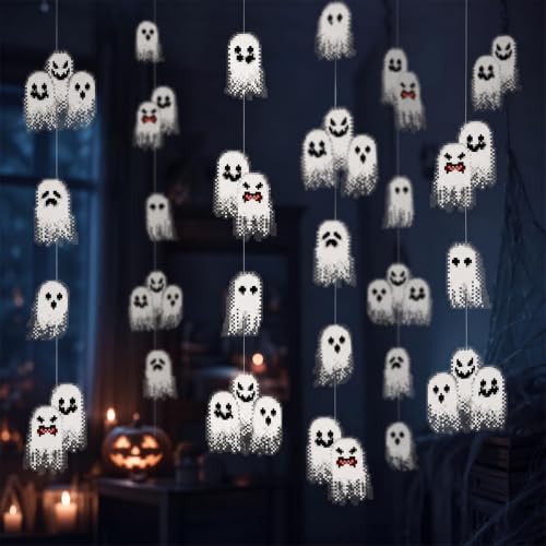 Halloween Ghost Garland Pixel Cute Boo Decorations Ghost Party Banner - Variation of Ghost