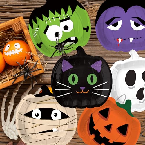 Halloween Paper Plates 48pcs Pumpkin Variation 9 Inch Party Supplies