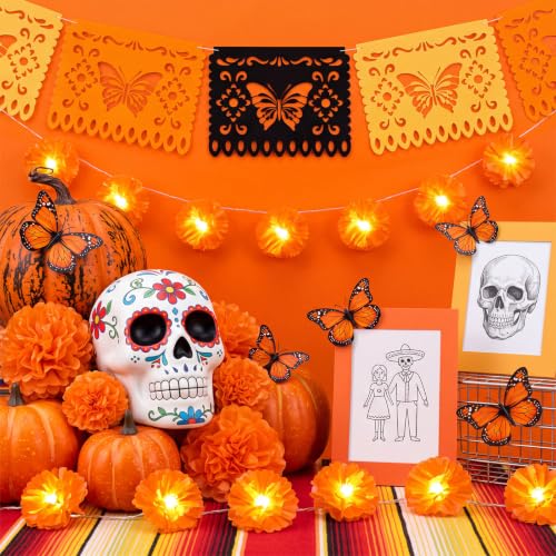 Day of the Dead Altar Decorations Set with LED Garlands & Butterfly - Variation Butterfly