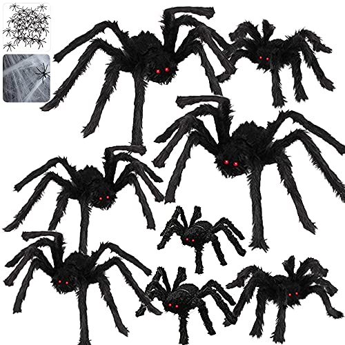 Halloween Spider Decorations Set with Cobwebs and Fake Spiders for Indoor Outdoor Yard Party